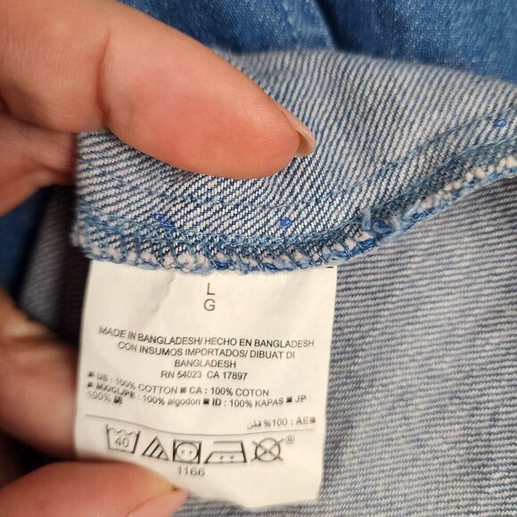 Old Navy denim dress sz L women sleeveless pockets raw hems - Picture 8 of 11